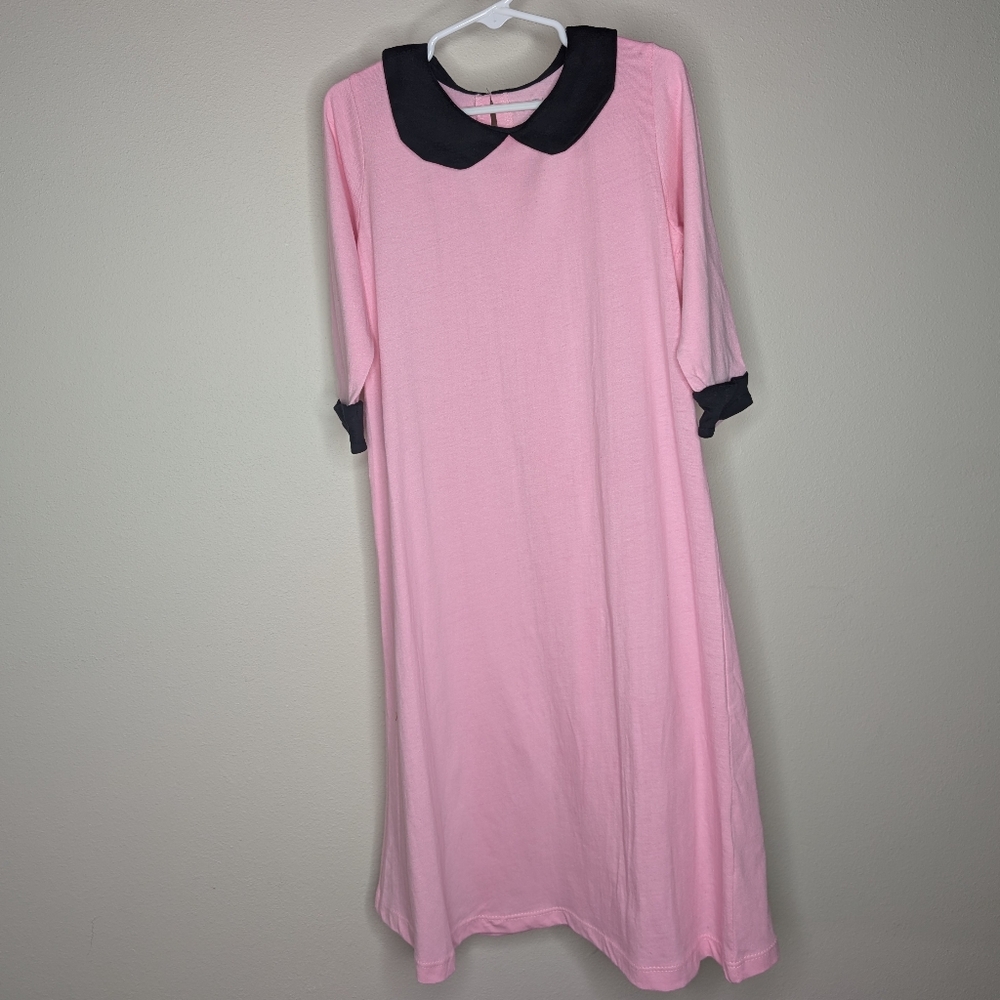 Chic Pink Kids Dress with Black Accents